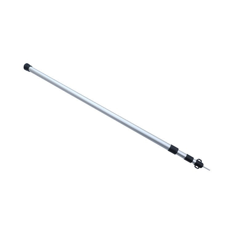 DD Tarp Pole XL trukket ut, en teleskopstang i aluminium med svarte låser og spiss i enden