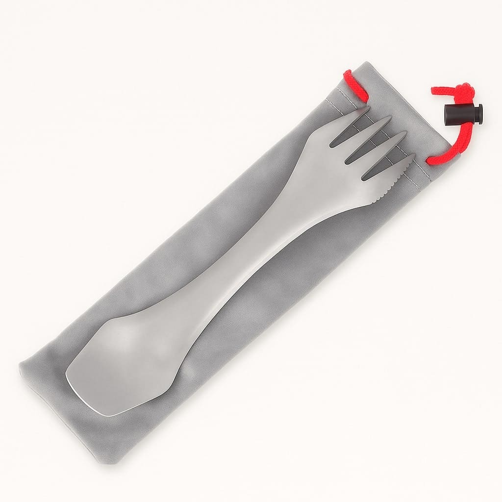 Turkongens spork i titan med oppbevaringspose for turbruk